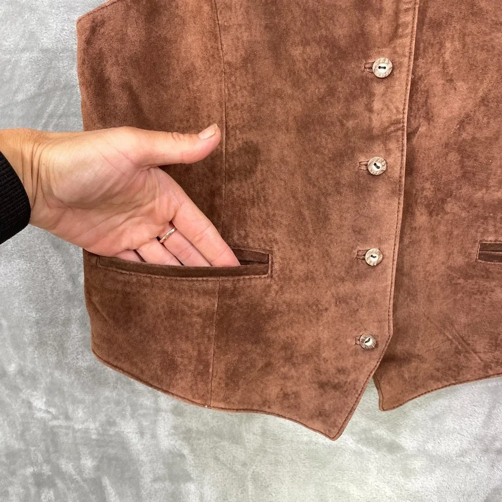 Vintage Hammerschmid  100% Suede Leather Vest Gilet Waistcoat Men Size 36 Gemany